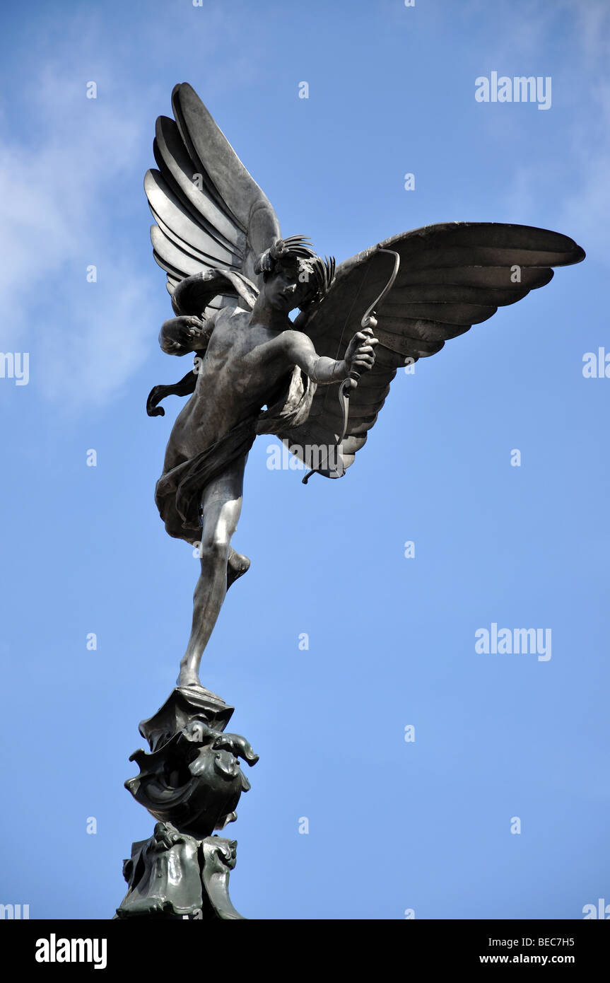 Statue of Anteros on Shaftesbury Memorial Fountain, Piccadilly Circus, West End, Greater London, England, United Kingdom Stock Photo