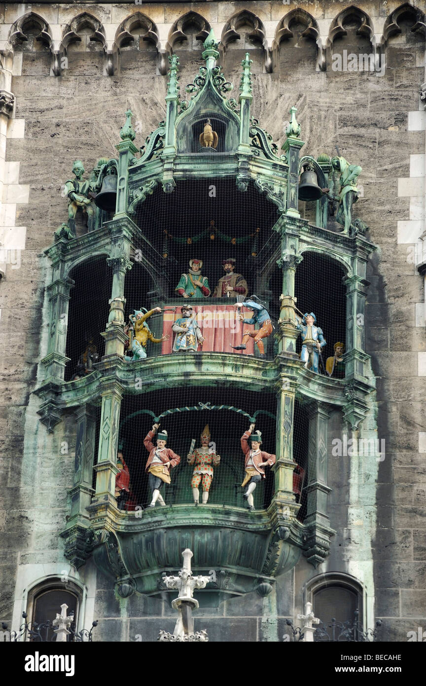 Glockenspiel in the City Hall tower, Munich, Upper Bavaria, Bavaria