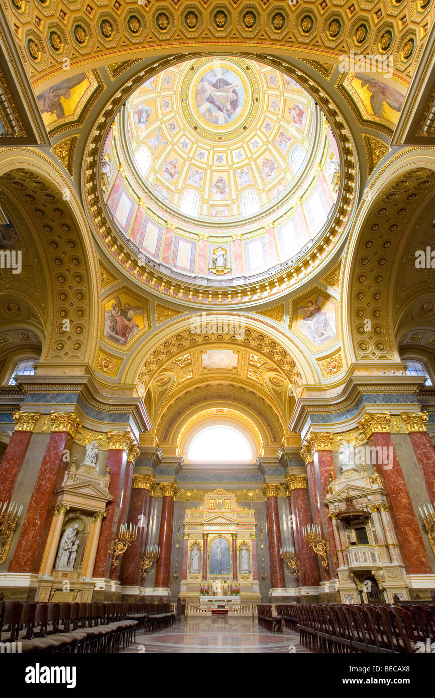 Inside view of the Saint Stephen's Basilica, Budapest, Hungary, Eastern Europe Stock Photo