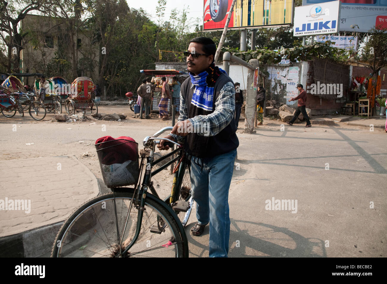 Man with a bike in Dhaka Bangladesh Stock Photo Alamy
