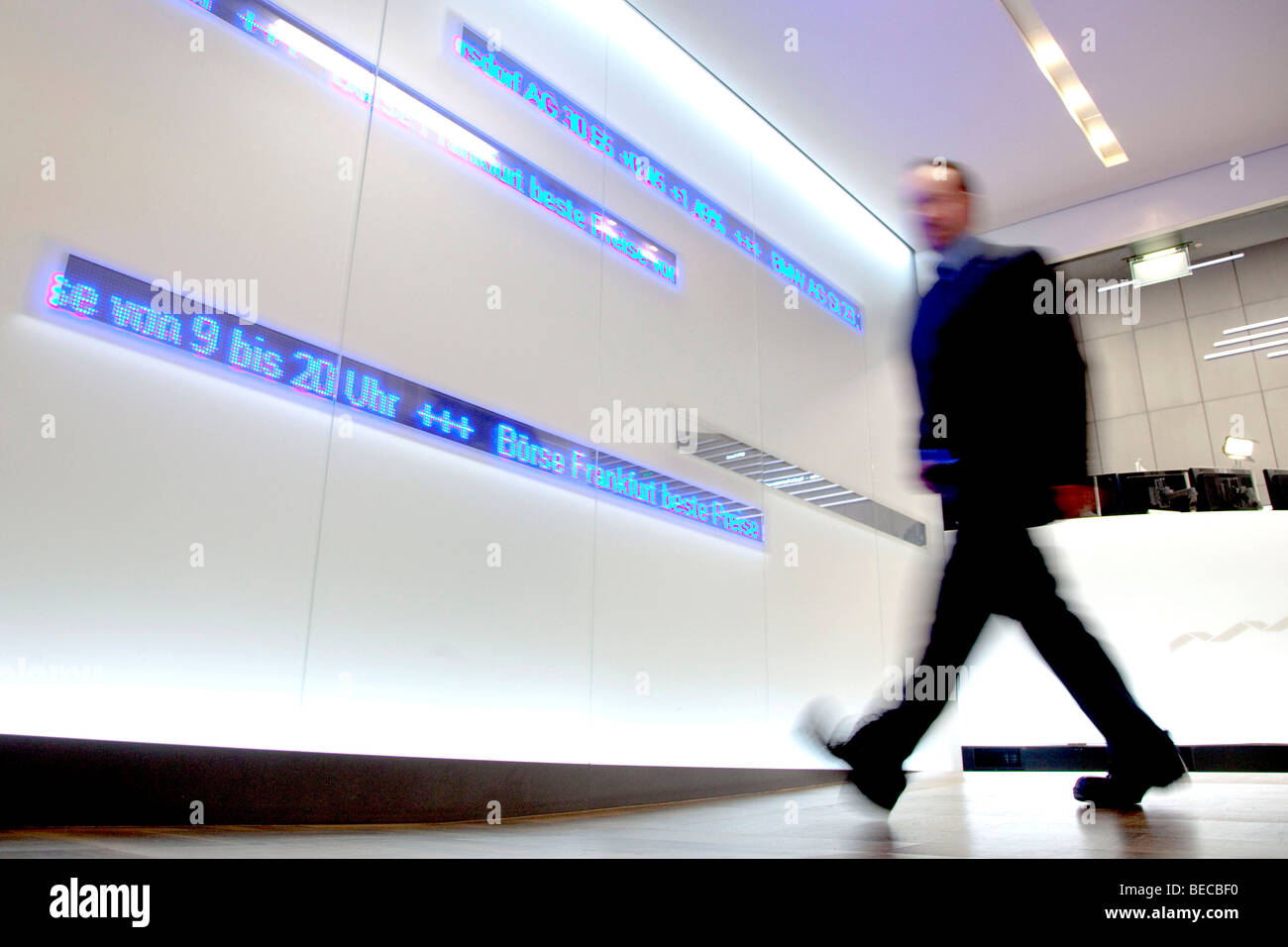 Main trading room of the Frankfurt Stock Exchange by Deutsche Boerse AG in Frankfurt am Main, Hesse, Germany, Europe Stock Photo