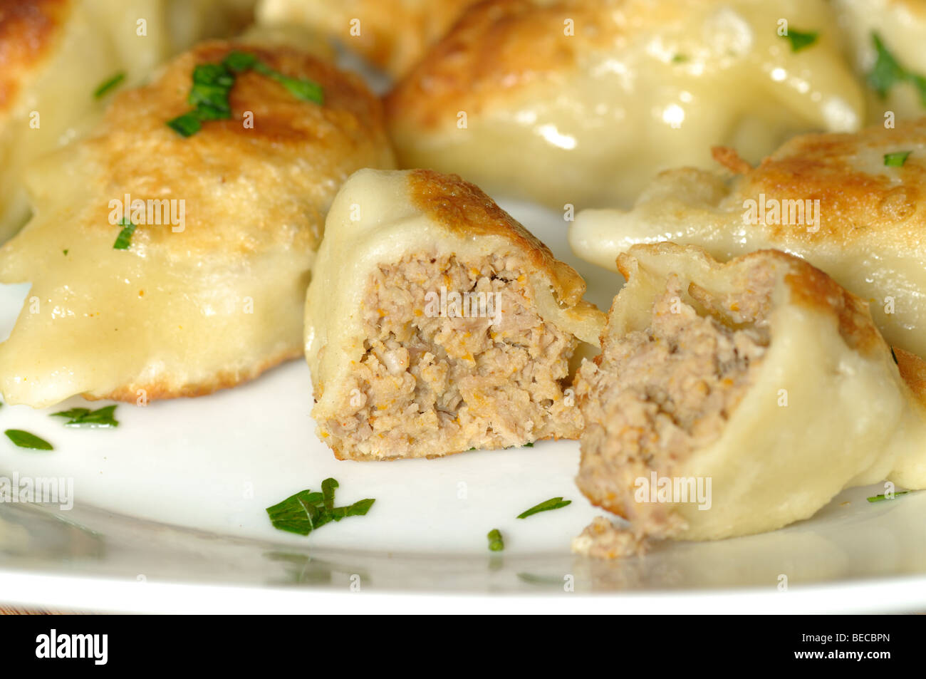 Traditional polish dumplings stuffed with meat filling Stock Photo Alamy