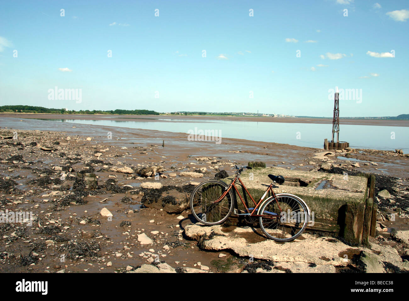Bicycle River Mersey Stock Photo