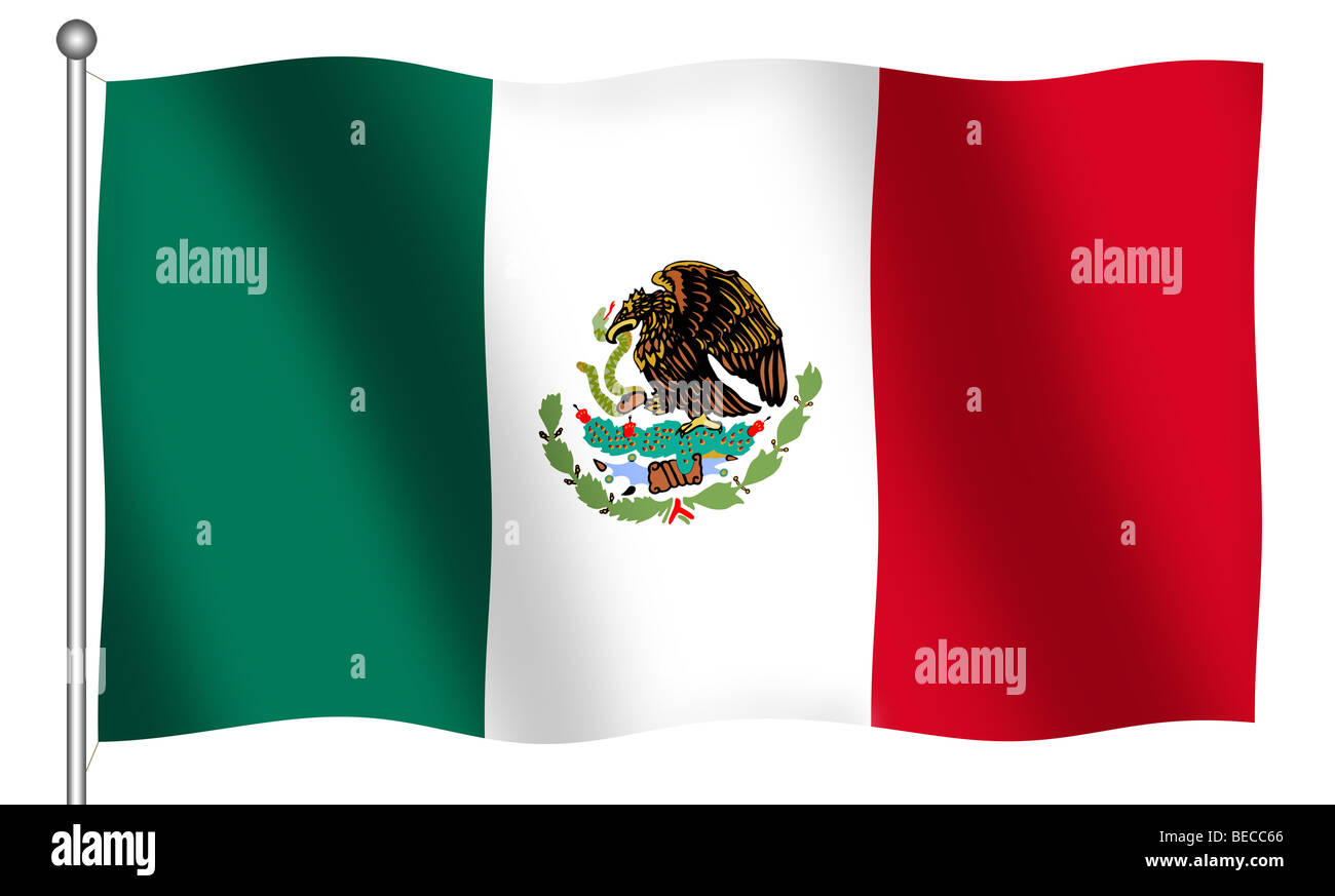 Flag of Mexico waving (With Clipping Path) Stock Photo
