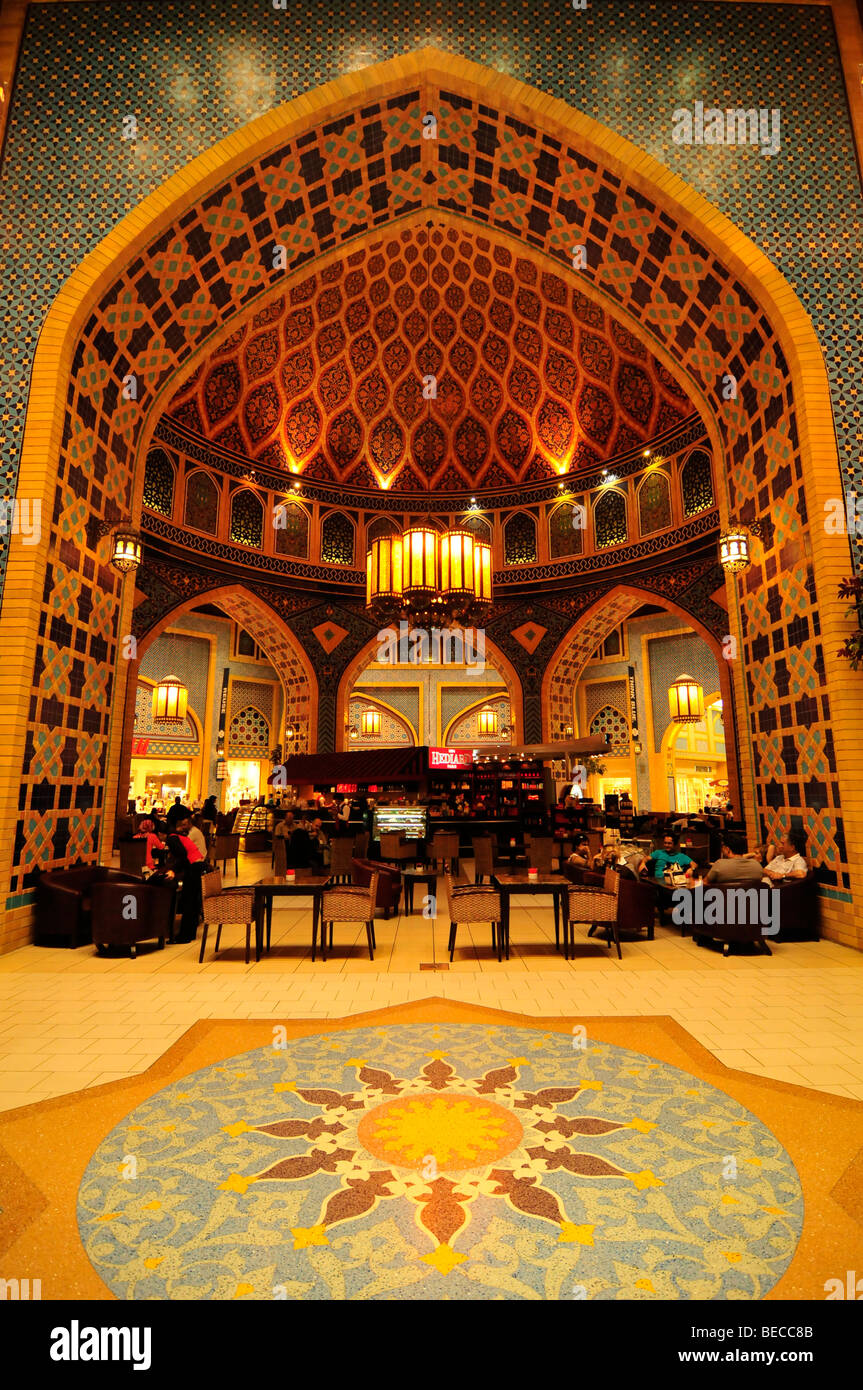Elaborately decorated arch in the Persian part of the Ibn Battuta Mall, Shopping Mall, Dubai, United Arab Emirates, Arabia, Mid Stock Photo