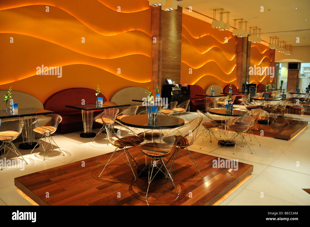 Lounge bar in the Hotel Kempinki, Mall of the Emirates, Dubai, United Arab Emirates, Arabia, Middle East, Orient Stock Photo