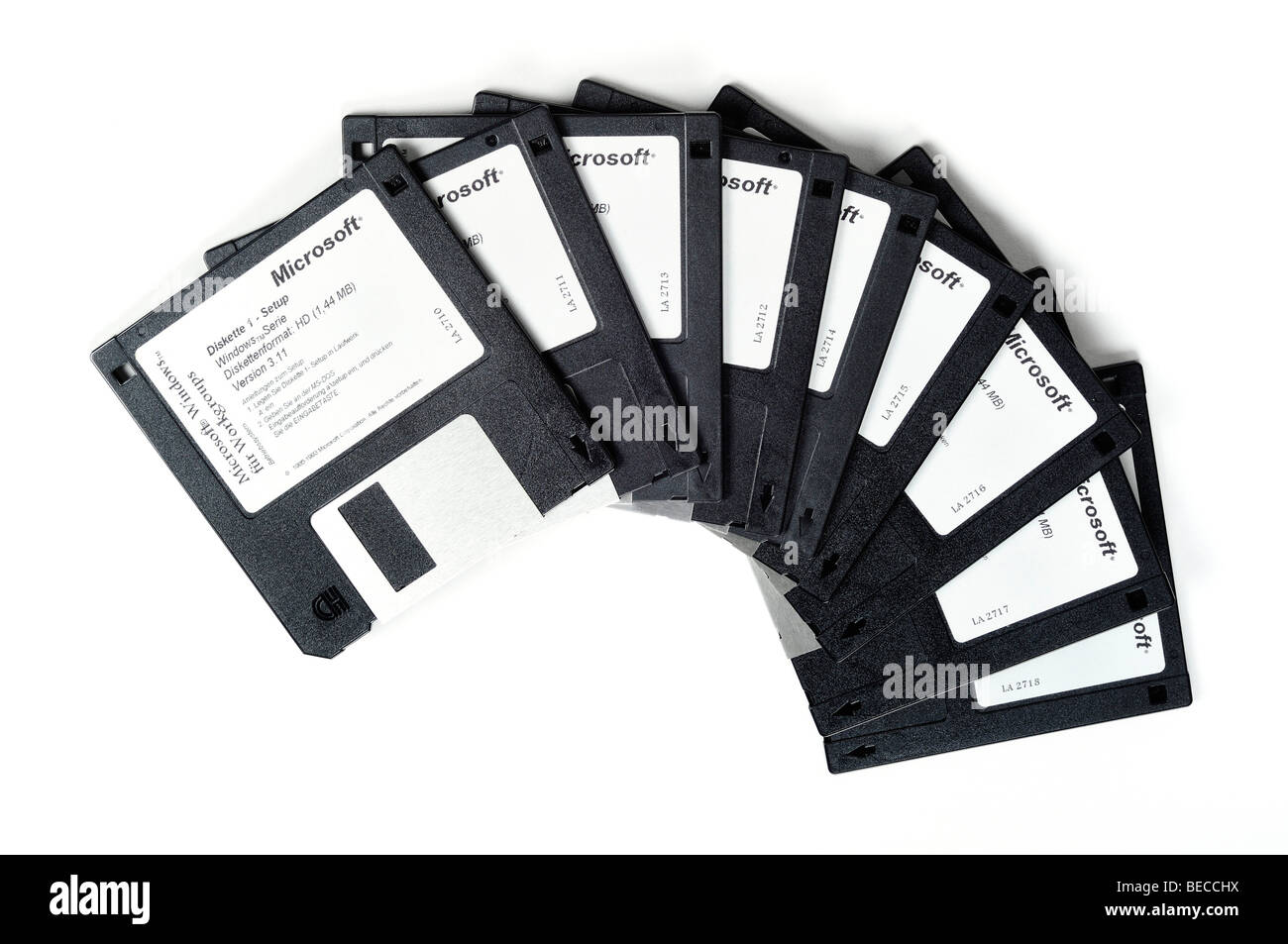 Diskettes, Microsoft Windows for Workgroups Stock Photo