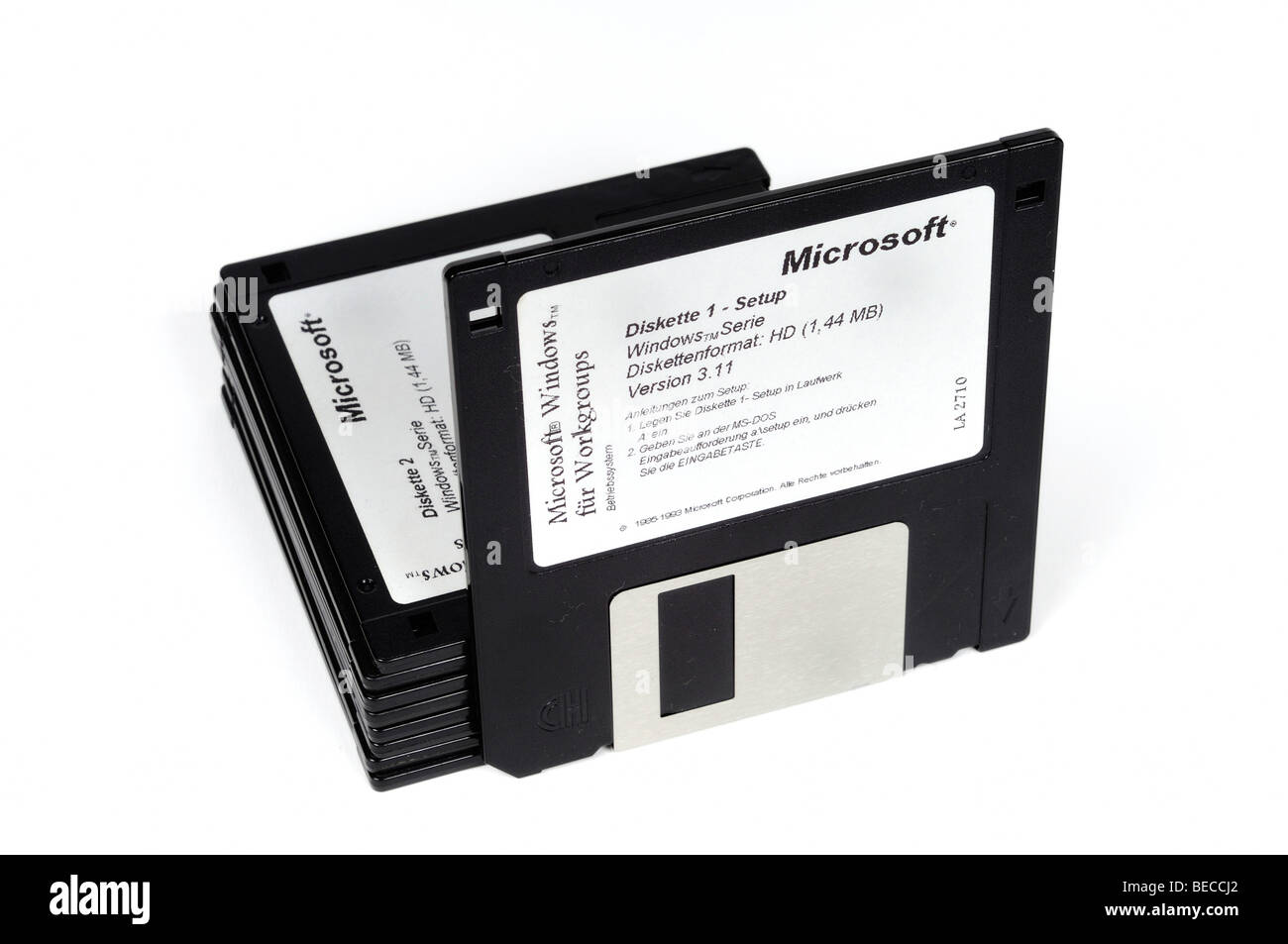 Pile of diskettes, Microsoft Windows for Workgroups Stock Photo