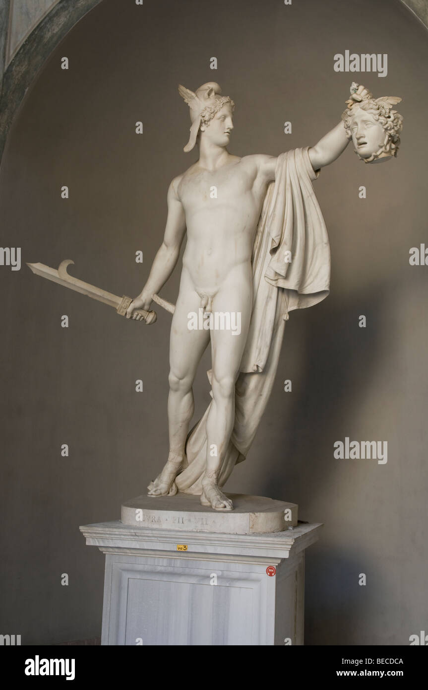Statue of Perseus with the head of Medusa.Vatican Stock Photo
