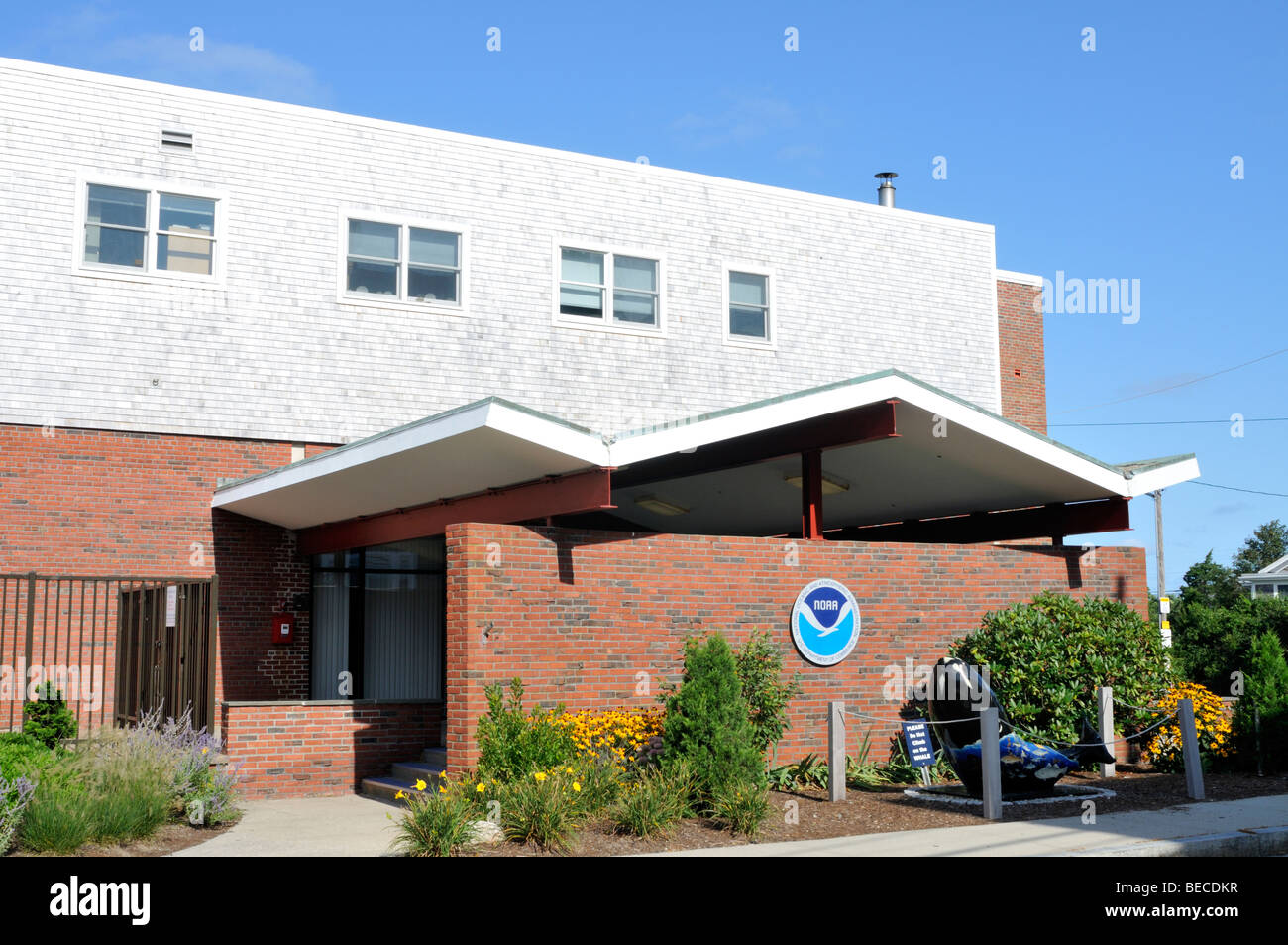 The entry to the Woods Hole Science Aquarium located in the Cape Cod