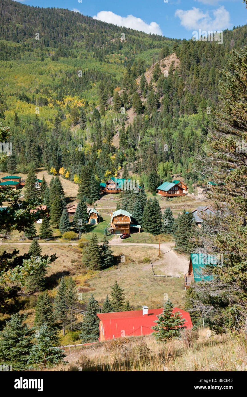 A view of some of the homes in a secluded valley in Red River, New