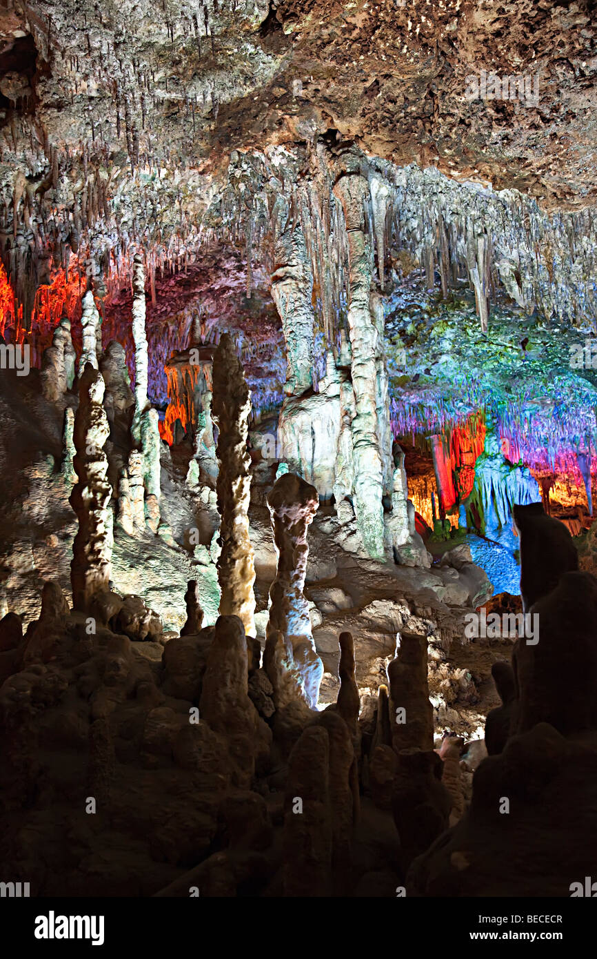 Stalagmite formations in Cuevas dels Hams Porto Cristo Mallorca Spain Stock Photo