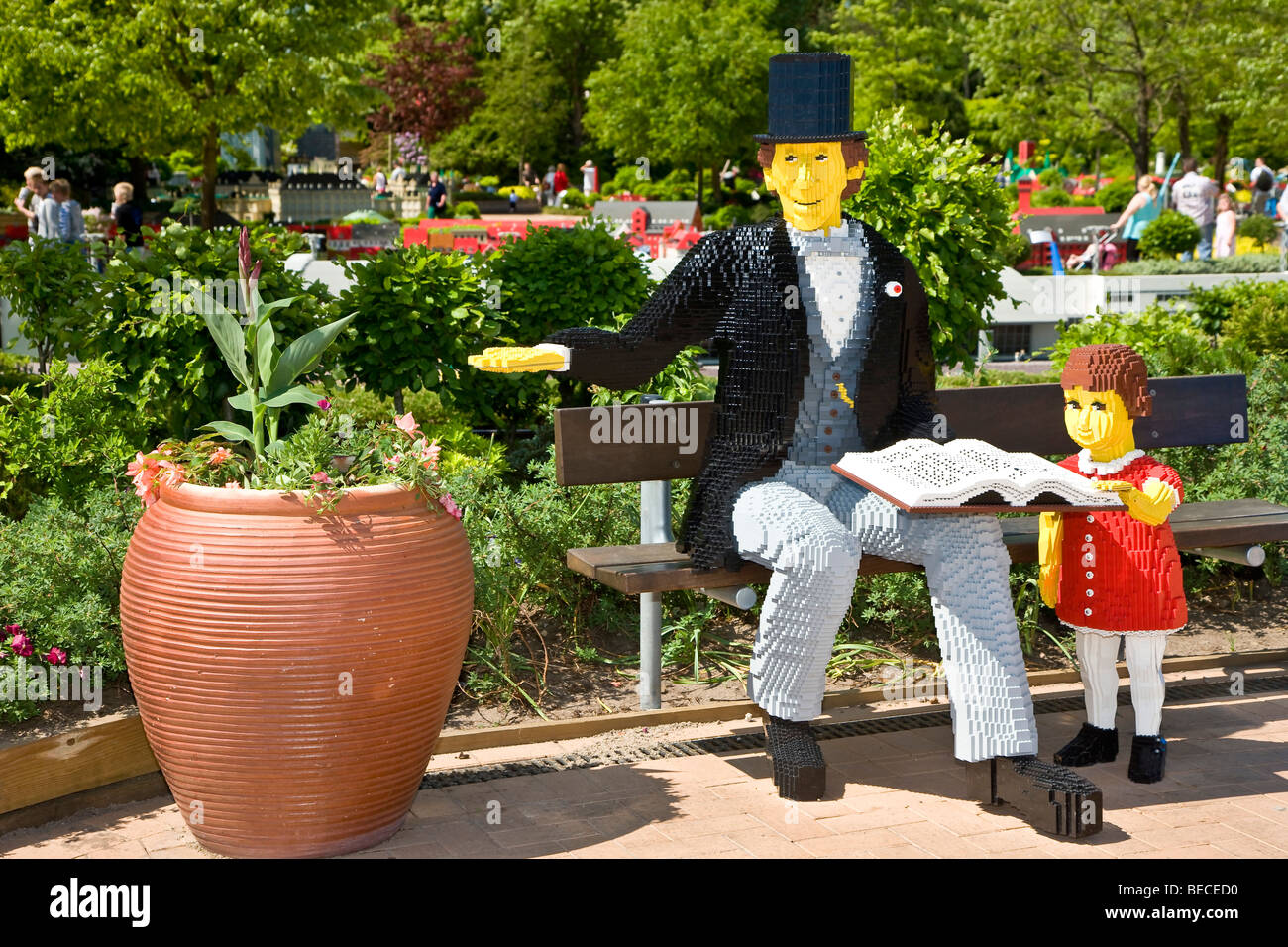 lærling Tomhed morfin Hans Christian Andersen reading fairytales, figure made from lego bricks at  Legoland park, Denmark Stock Photo - Alamy