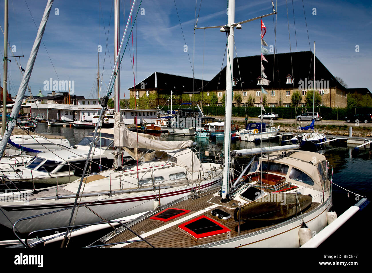 Yachts and houseboats in the center hires stock photography and images