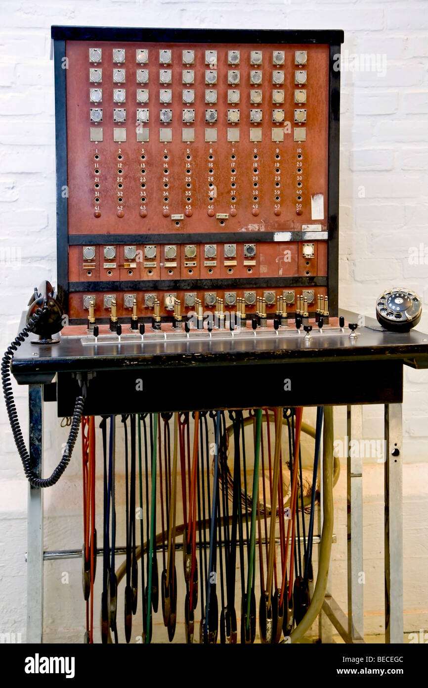 Old manual telephone exchange Stock Photo