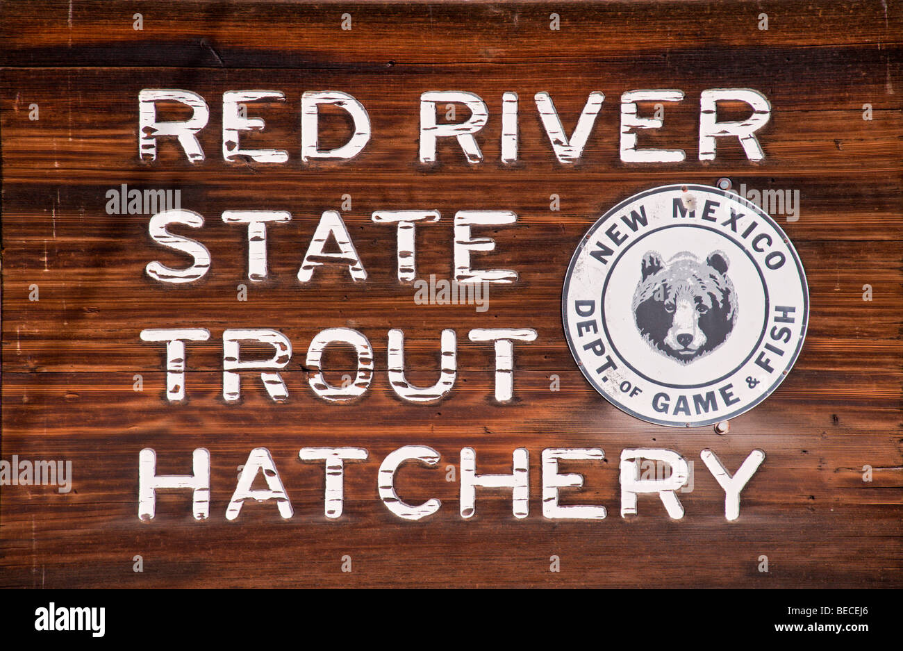 Red River State Trout Hatchery near Red River, New Mexico. Stock Photo