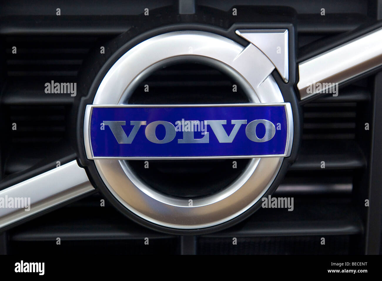 Volvo emblem on a car Stock Photo