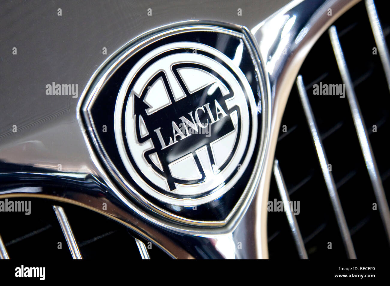 Lancia emblem on a car Stock Photo