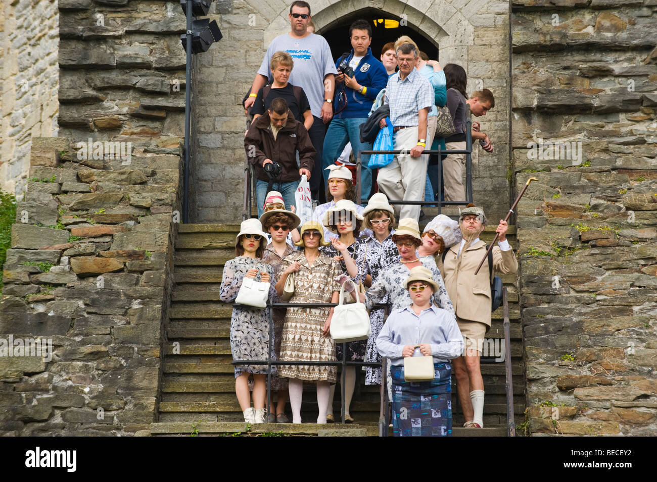 Public performance artists entertain visitors at The Great British Cheese Festival Cardiff South Wales UK Stock Photo