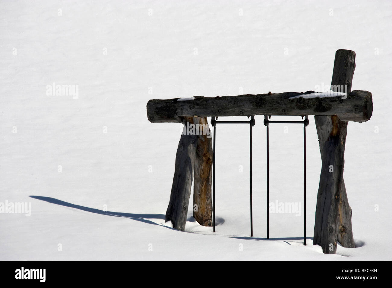Snowed-in playground in Zillertal, Austria Stock Photo