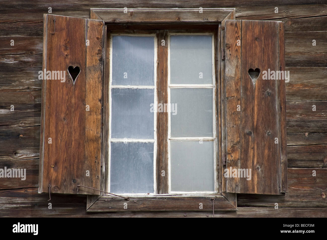 Wooden window, traditionally built, Zillertal, Austria Stock Photo