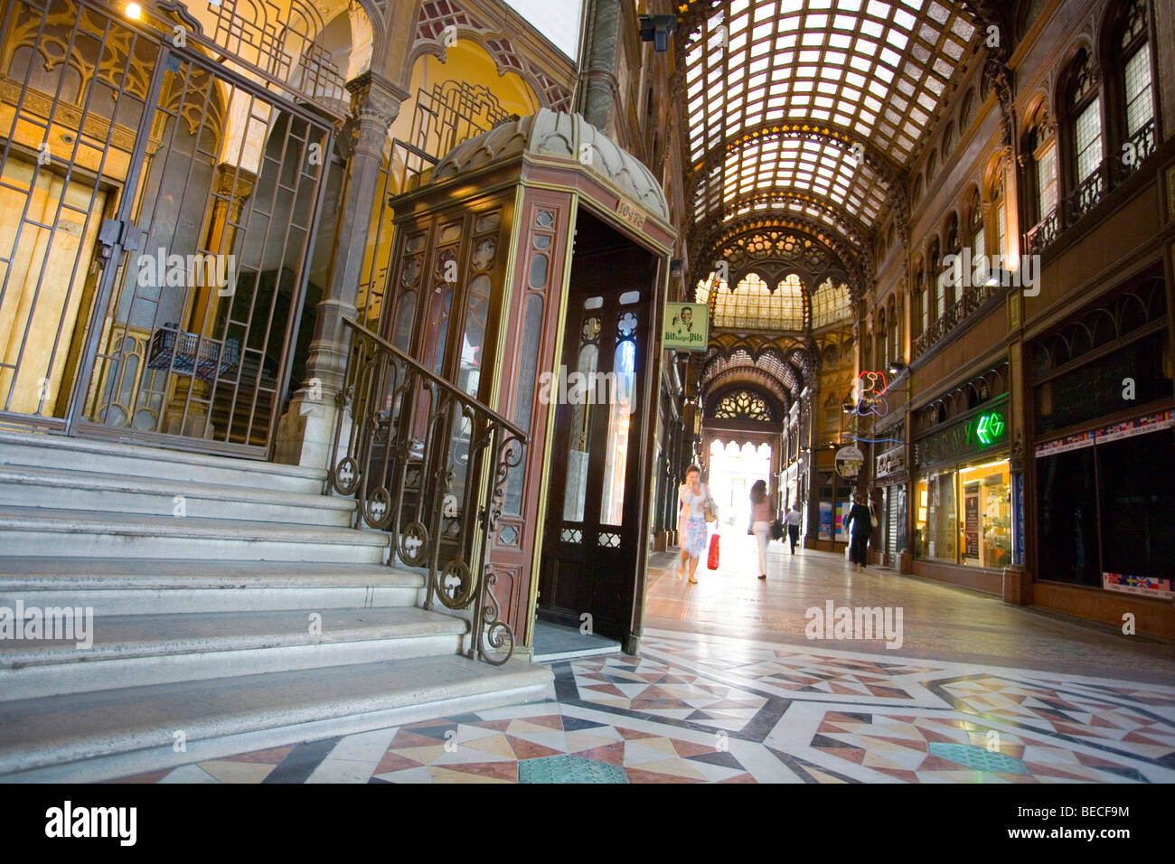 Historic shopping arcade, Parisi udvar, Budapest, Hungary, Eastern Europe Stock Photo