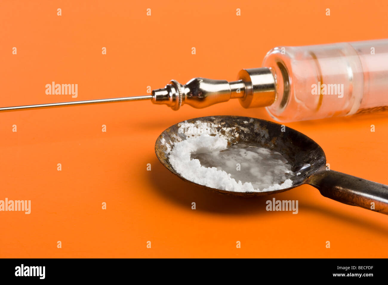 Heroin needle, instruments Stock Photo