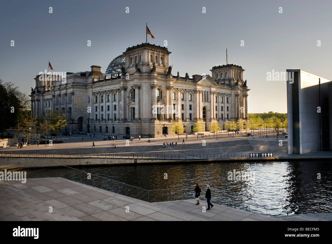 Reichstag Building, Spree River, Berlin, Germany, Europe Stock Photo