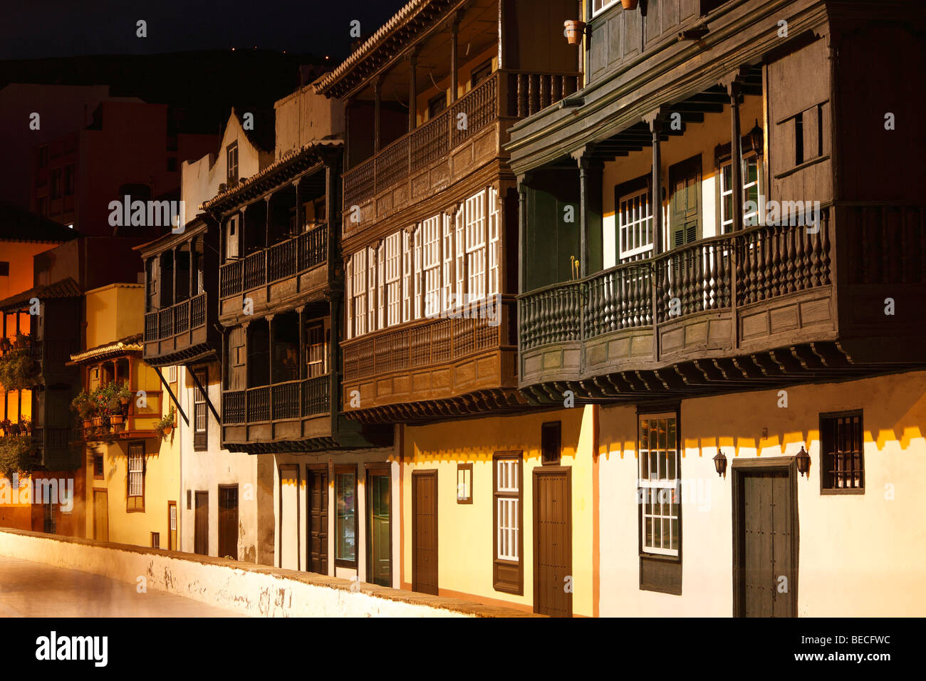 Balcony houses in Avenida Marítima, Santa Cruz de la Palma, La Palma