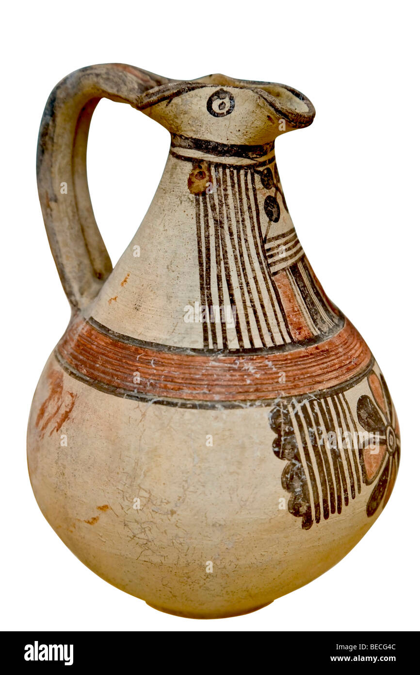 Ancient jug with trefoil mouth from 750 BC Stock Photo