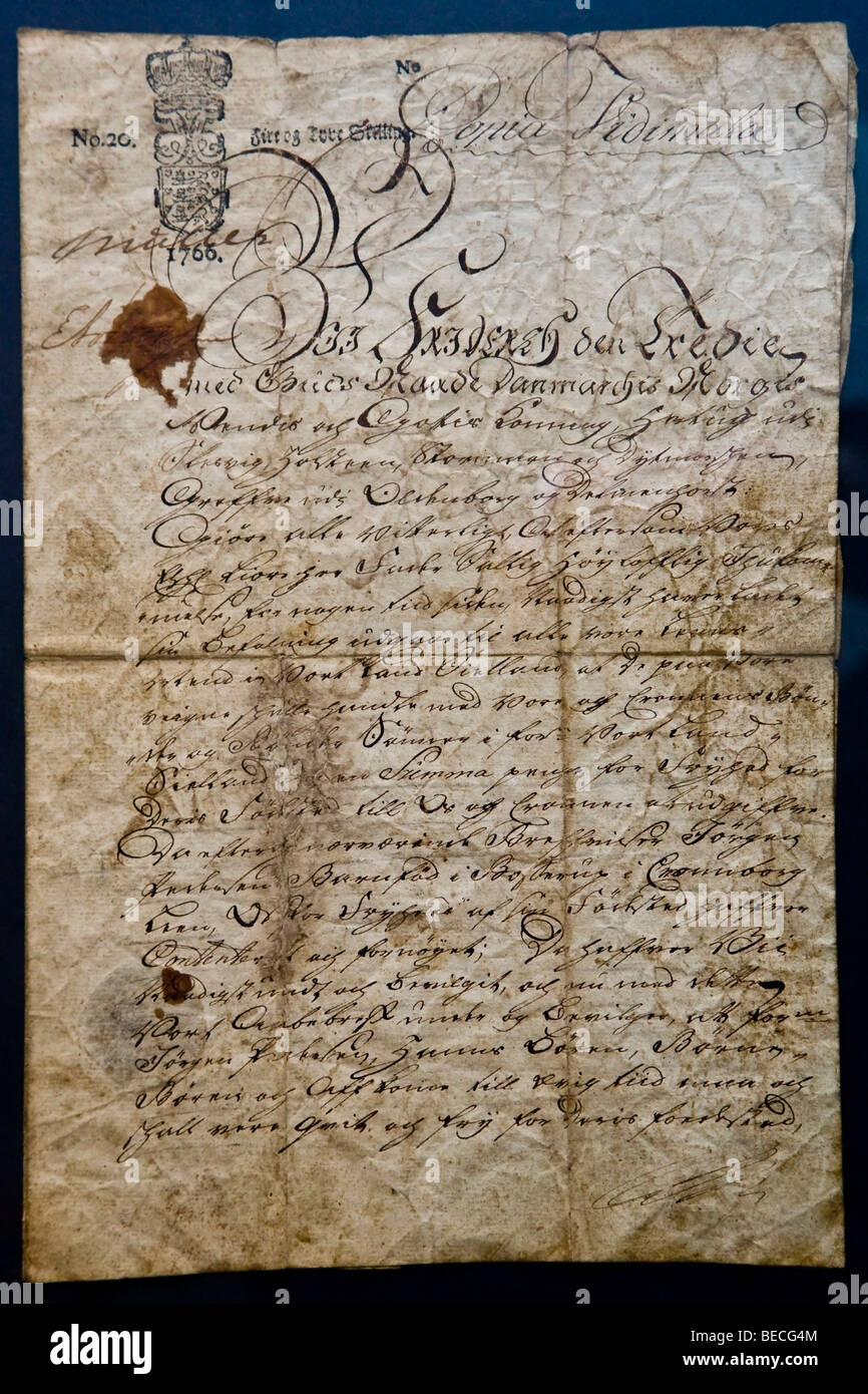 Historical letter that lay down the rules for adscription Stock Photo