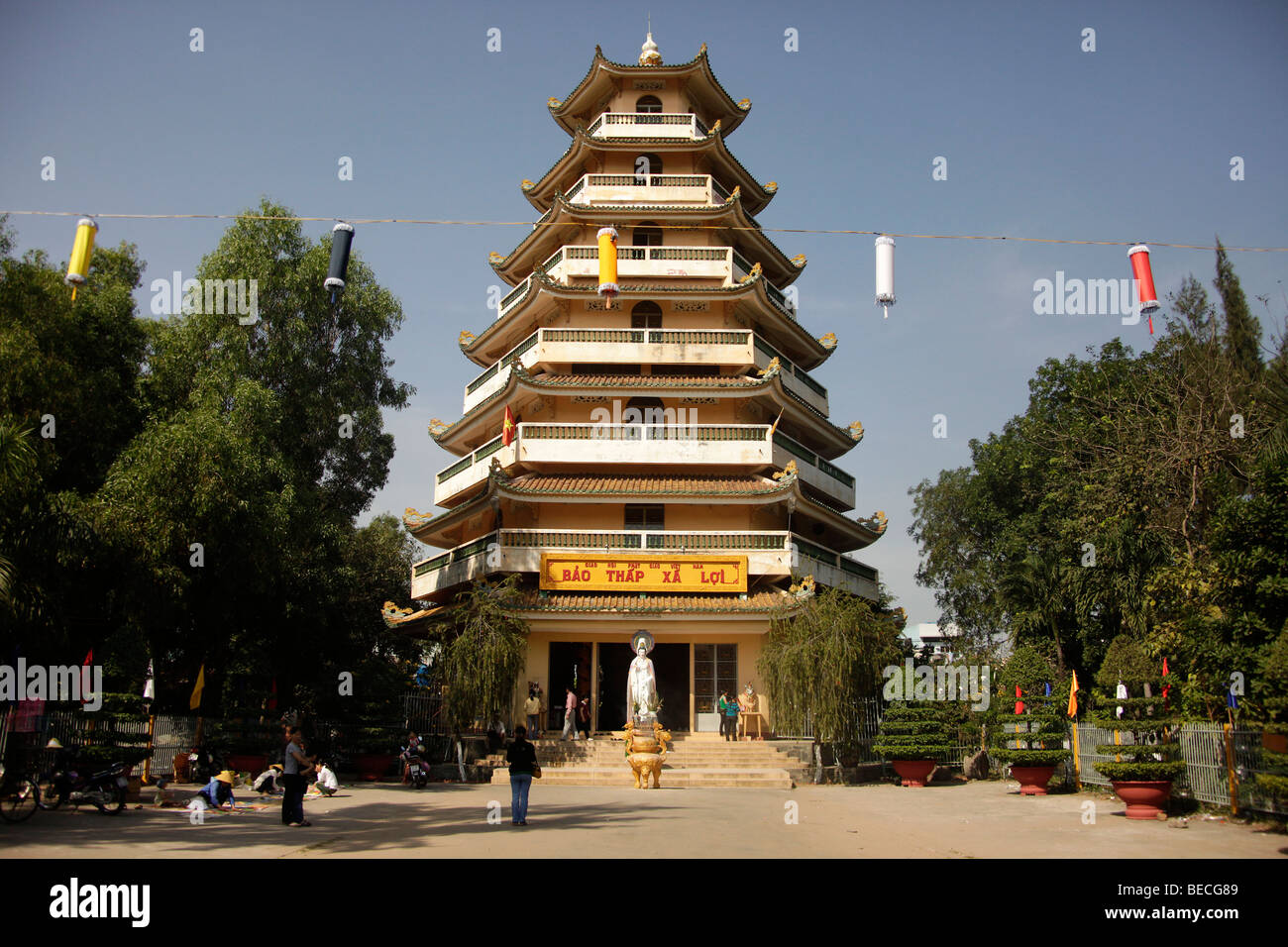 Multi-story stupa of the Giac Lam pagoda in Ho Chi Minh City, Saigon, Vietnam, Asia Stock Photo