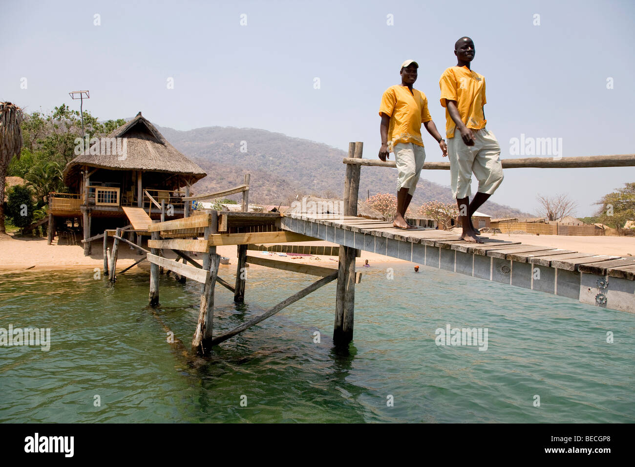 Kayak Africa Base Camp, pier for boats to Mumbo Island, Cape Maclear