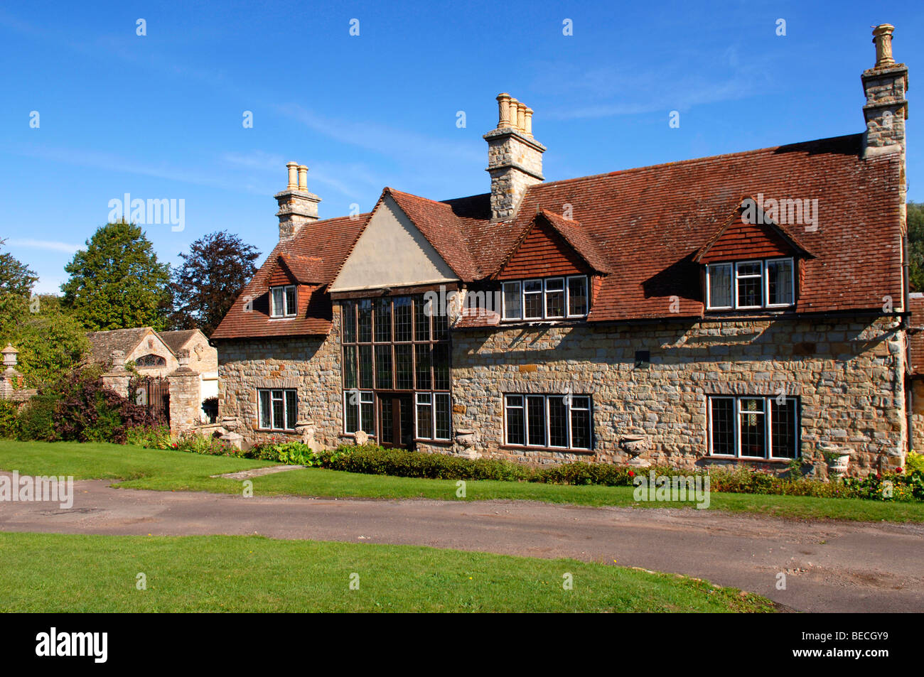 Old thatched English manor, Tredington, England, Europe Stock Photo