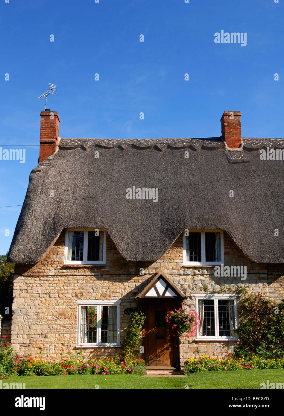 Old thatched English house, Tredington, England, Europe Stock Photo
