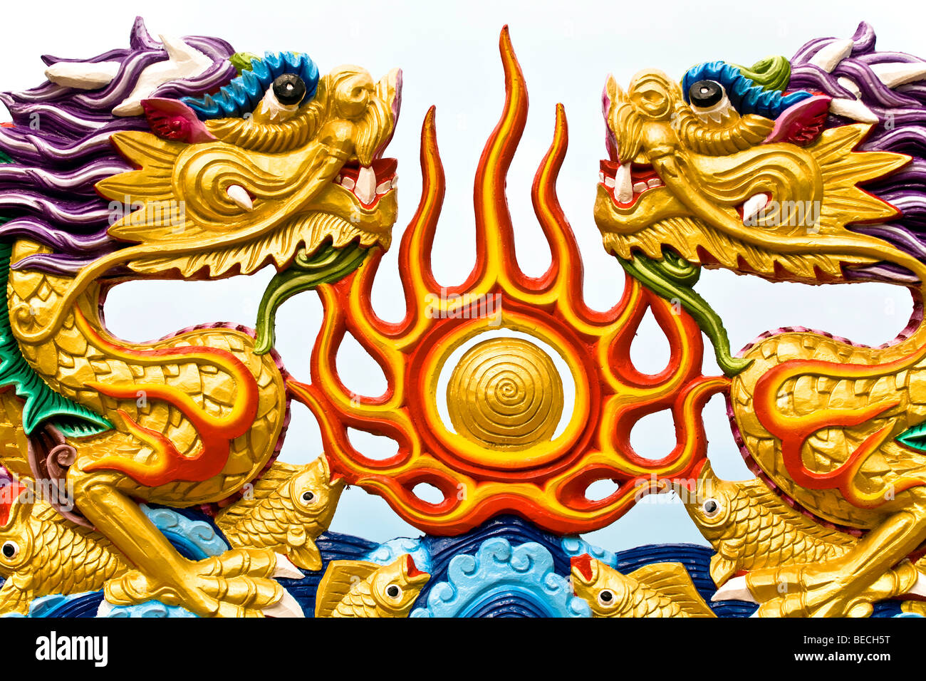 China Taiwan Pingtung County Taoist Temple Traditional Dragons And 
