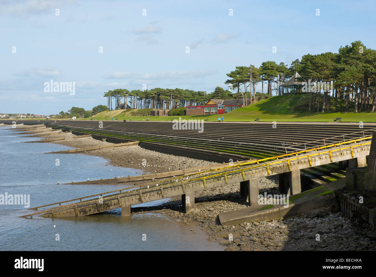 Silloth promenade coast west cumbria sea shore wal hires stock