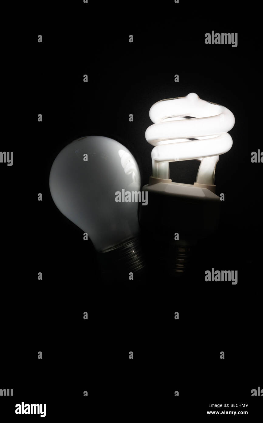 Energy saving lamp vs. light bulb Stock Photo Alamy