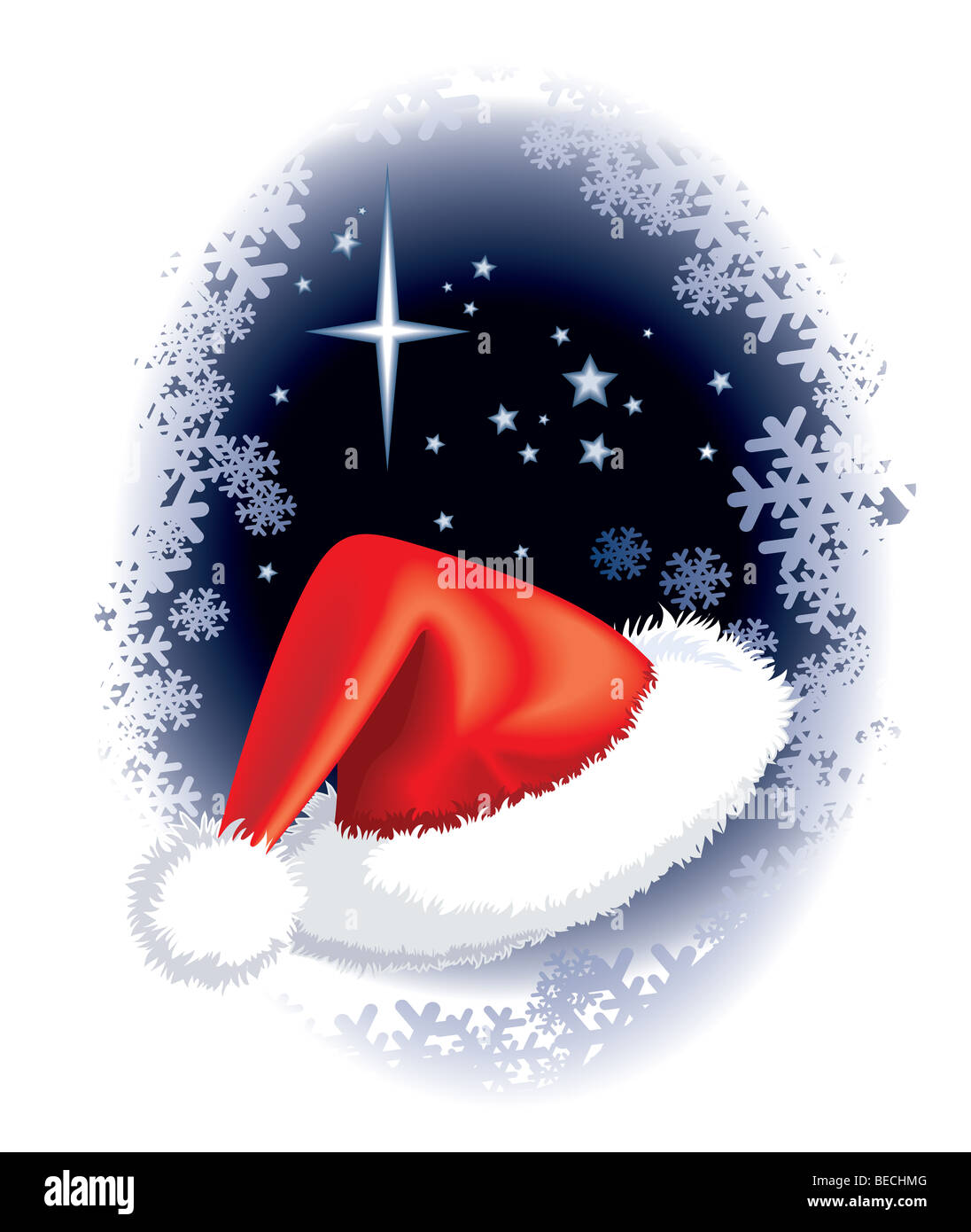 Santa Claus cap on a winter background Stock Photo - Alamy