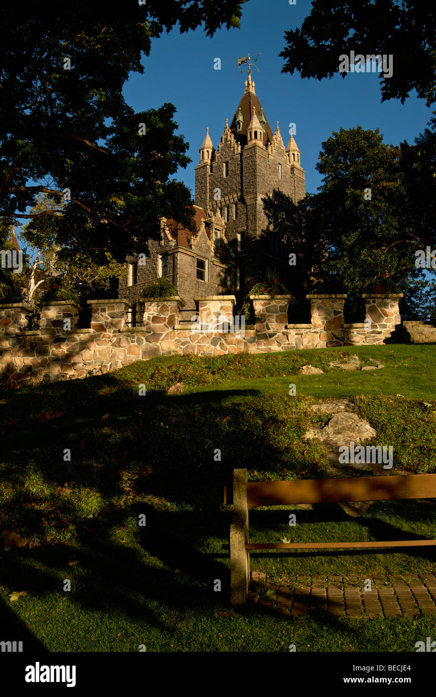 The Boldt Castle on Heart Island in Lake Ontario in the so called 'thousand islands' area Stock Photo