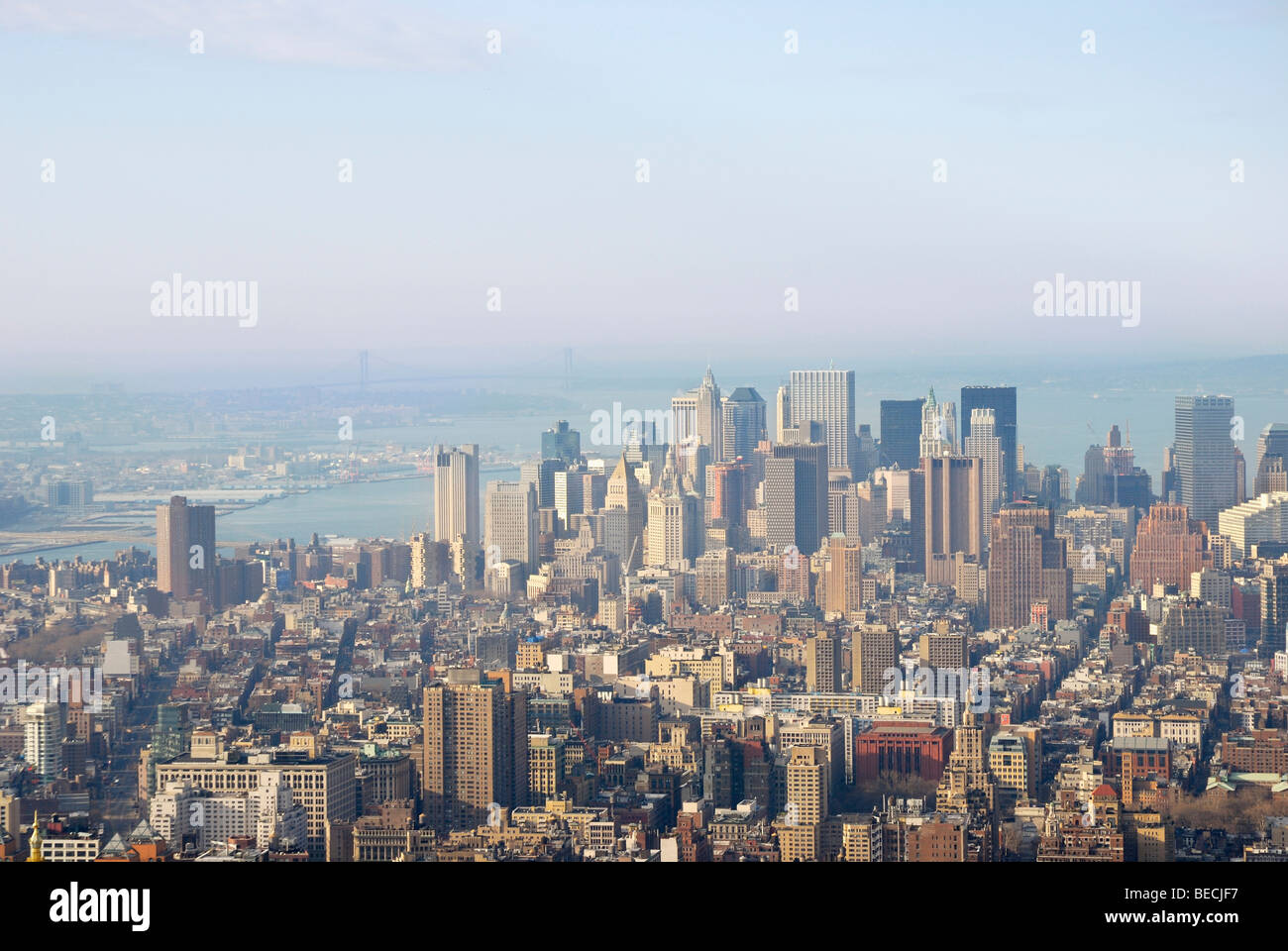 View of Lower Eastside Manhattan from the Empire State Building, New York, USA Stock Photo