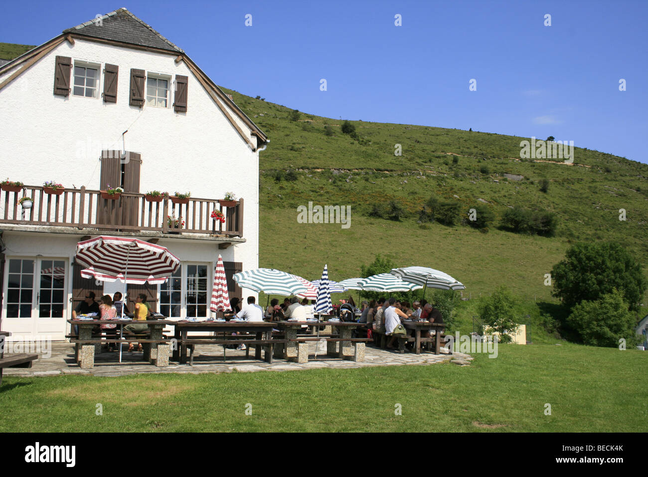 People eating at the Auberge d' Ahusquy in Basque Country, France Stock Photo