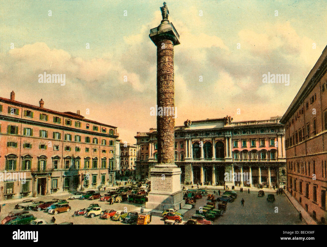 Historical photo around 1930, Column of Marcus Aurelius, Piazza Colonna ...