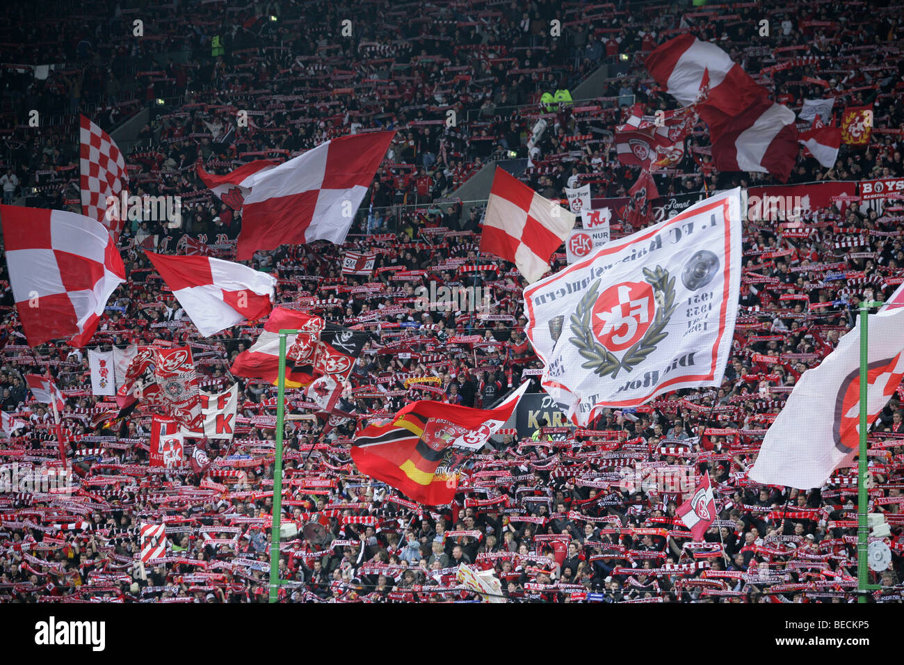 Fans of the 1.FC Kaiserslautern football club, Second German Soccer League, match 1. FC Kaiserslautern vs. TuS Koblenz in the B Stock Photo