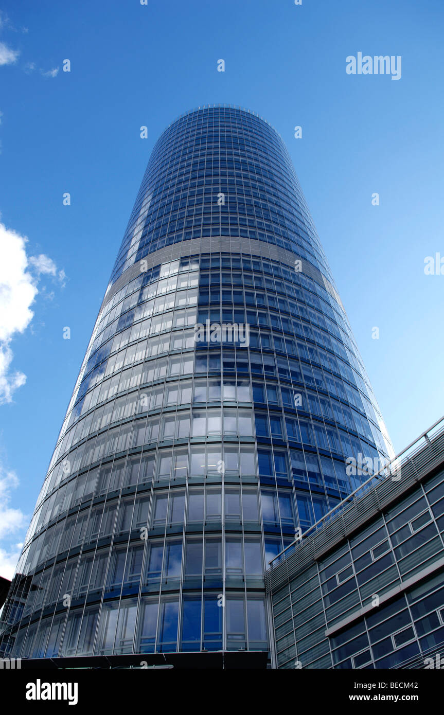 Business tower against blue sky, Nuremberg, Franconia, Bavaria, Germany, Stock Photo
