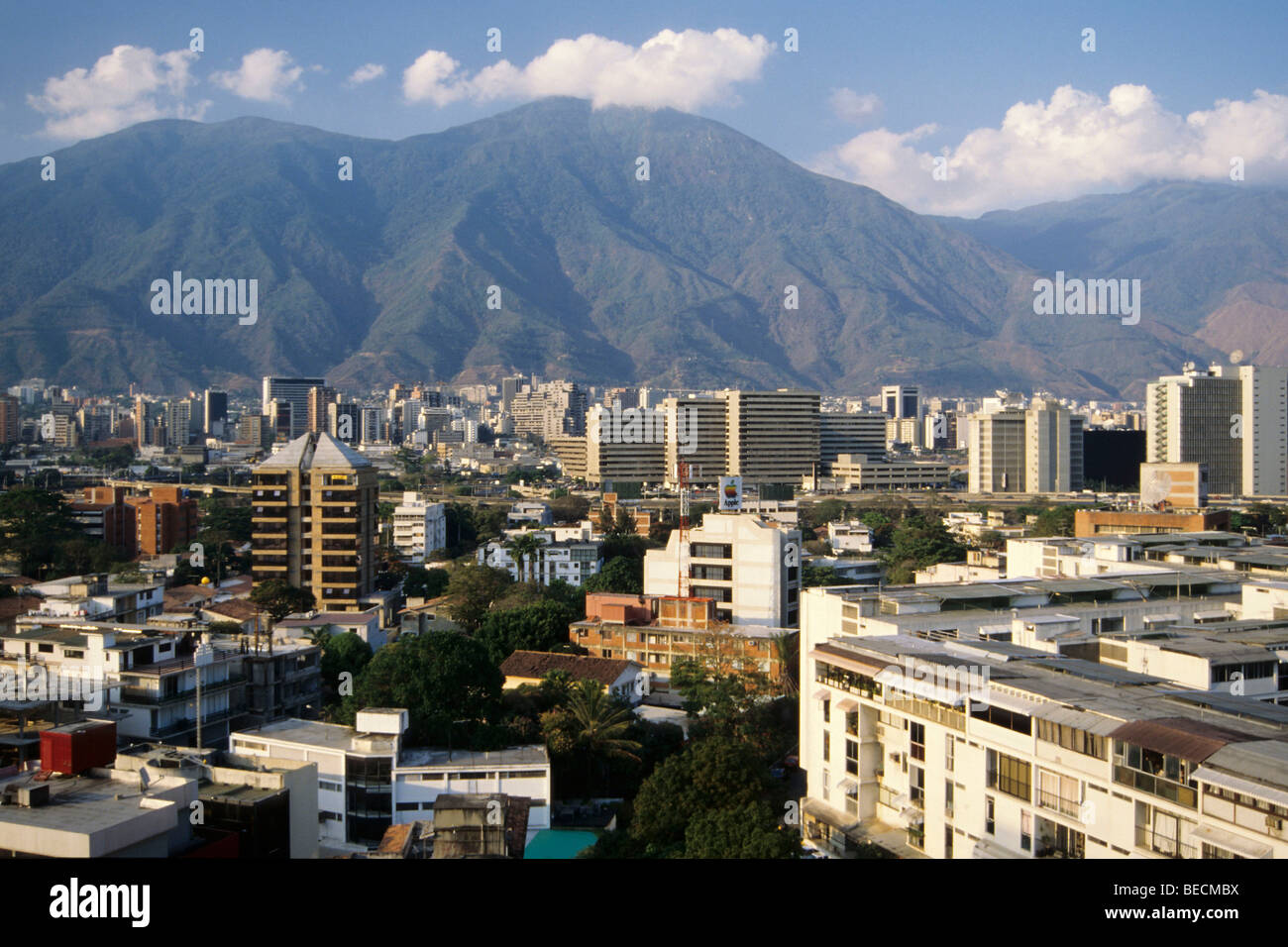 View from Las Mercedes on the El Avila mountain range, capital Caracas, Venezuela, Caribbean Sea, South America Stock Photo
