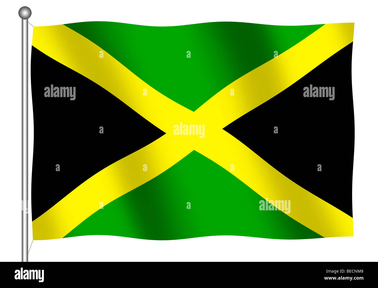 Jamaican flag waving Stock Photo