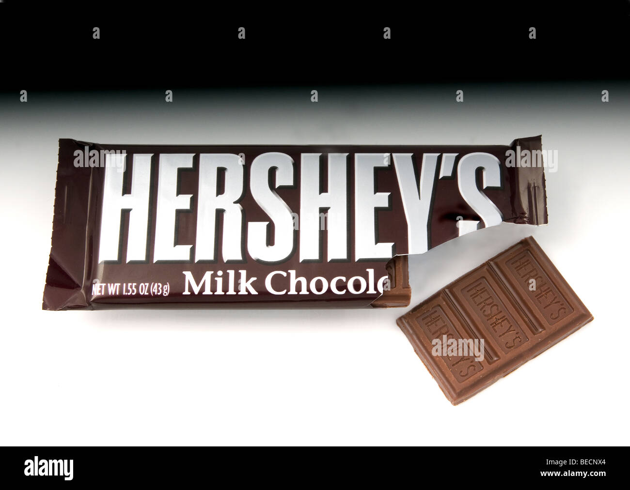 Studio shot of Hershey's milk chocolate bar Stock Photo