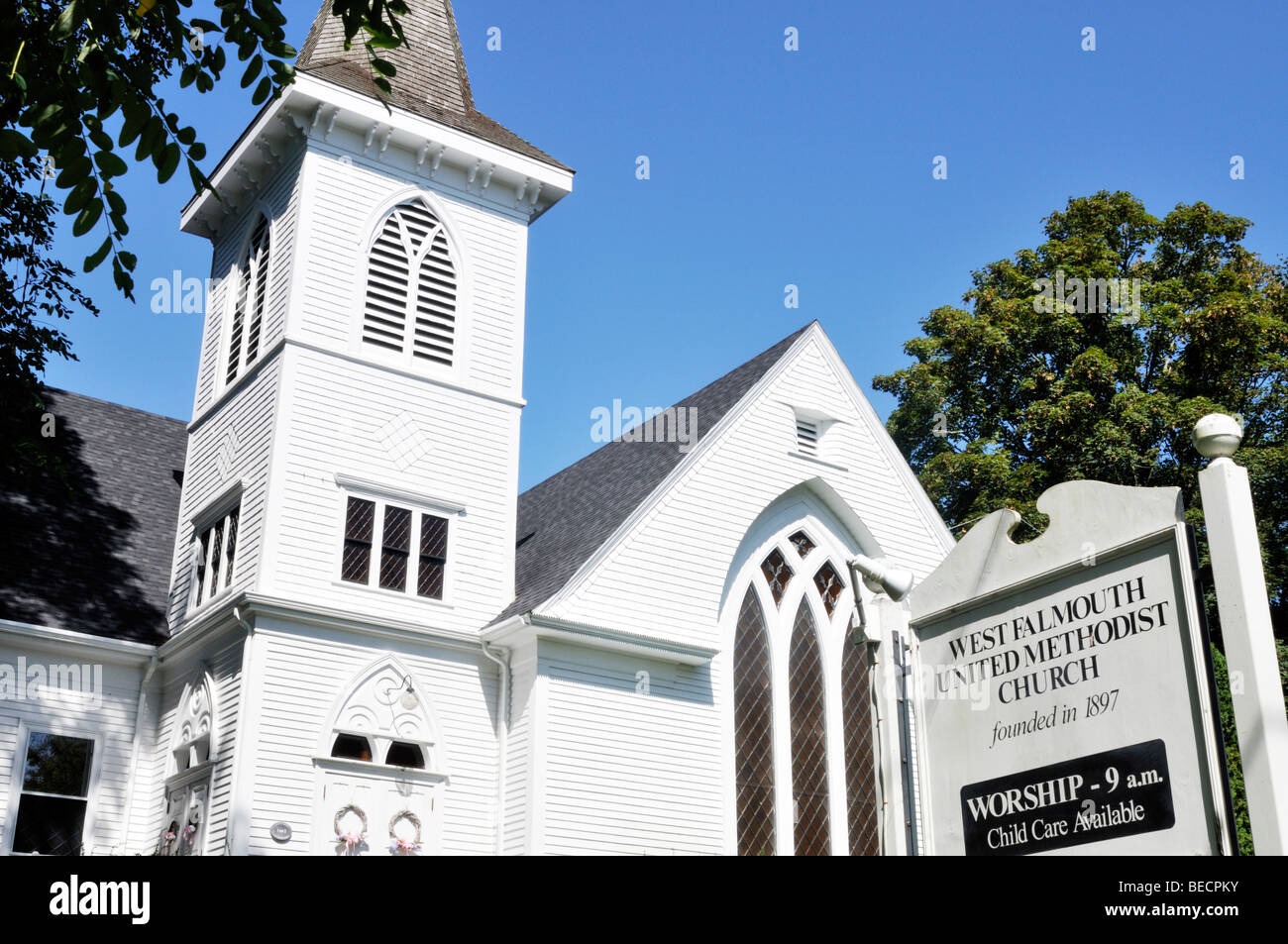 West Falmouth, Cape Cod, Massachusetts United Methodist Church founded 1897 Stock Photo