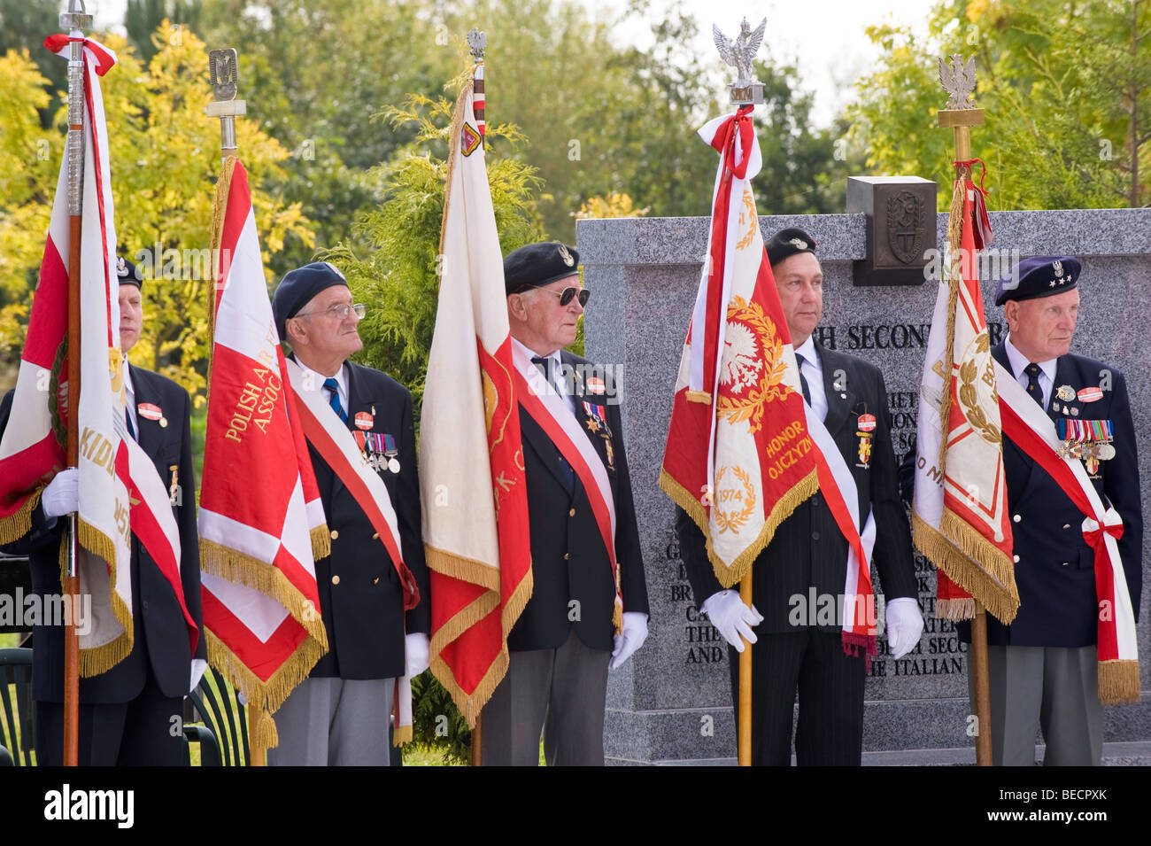 The Polish Armed Forces Memorial Unveiling Ceremony by HRH The Duke of Kent, KG. The National Memorial Arboretum, Staffordshire Stock Photo